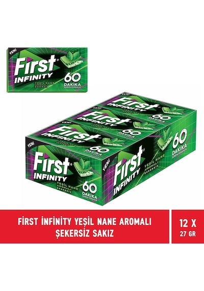 First Infinity 60 Dakika Yeşil Nane Aromalı Şekersiz Sakız 12'li