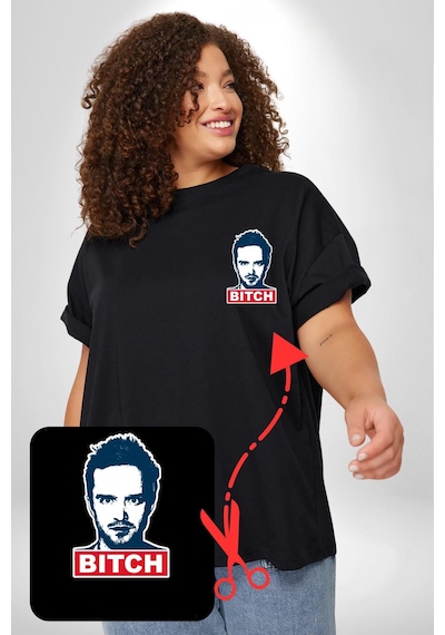 Angemiel Breaking Bad Siyah Büyük Beden Kadın Basic Minimal Baskılı Tişört Siyah