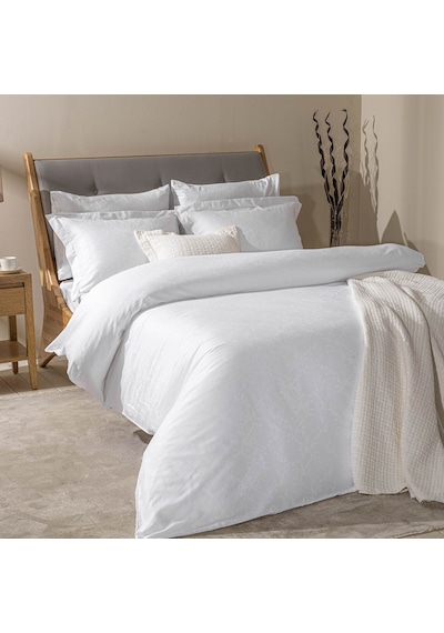 Chakra Veludo %100 Pamuk Extra King Size Nevresim Seti 260x220 Cm Beyaz
