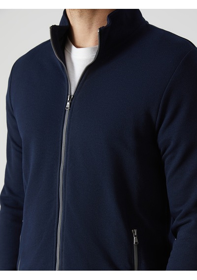 Lcwaıkıkı Classic Lacivert Dik Yaka Uzun Kollu Erkek Fermuarlı Sweatshirt