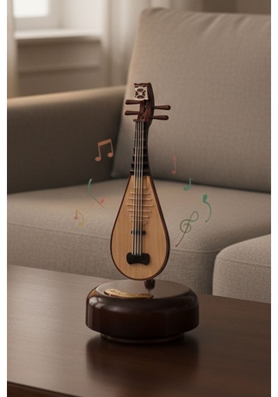 Saz Tasarımlı Müzik Kutusu Dekoratif Müzik Kutusu Nostaljik Hediye Şirin Müzik Kutusu