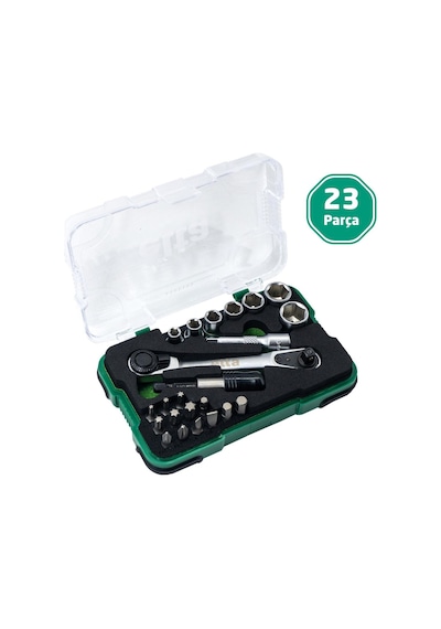 Elta 1/4" Altıköşe Cırcırlı Lokma Anahtar Ve Bits Uç Seti 23 Parça