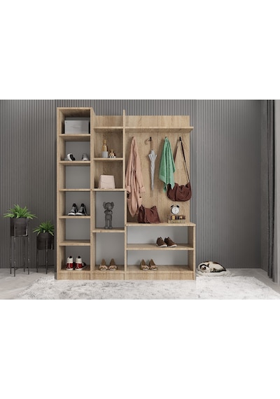 Çizgi Portmanto Vestiyer Ayakkabılık Meşe 180 cm