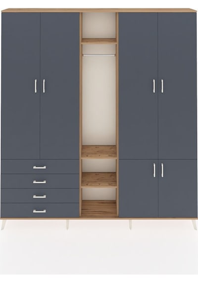 Arges Dolap 14 Raflı 4 Çekmeceli Tek Askılı 220x30x243 Çam-antrasit/antrasit Antrasıt/antrasıt Arges Dolap 14 Raflı 4 Çekmeceli Tek Askılı 220x30x243 Çam-antrasit/antrasit Antrasıt/antrasıt
