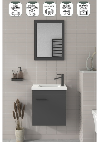 Biani Fix Hera 50 Cm Banyo Dolabı Renk Mat Gri Biani Fix Hera 50 Cm Banyo Dolabı Renk Mat Gri