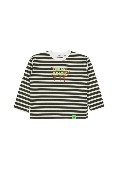 Civil Boys Urban Baskılı Çizgili 6-9 Yaş Sweatshirt - Yeşil