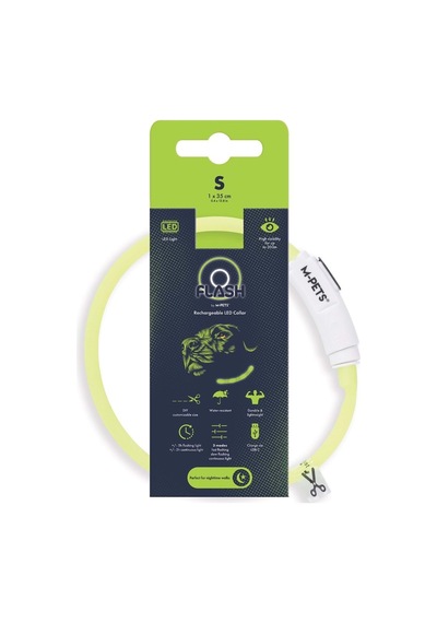 M-pets Flash Led Boyun Tasma Green S