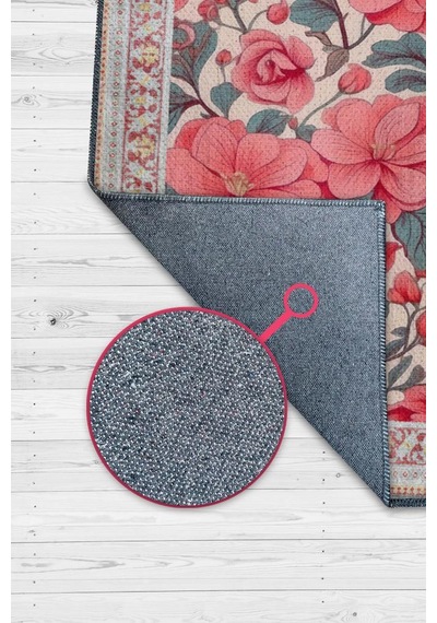 Homshtag Art Deco Begonya Vintage Halı Görünümlü Dijital Baskı Renkli Halı Rustik Çiçekli Halı Çok Renkli