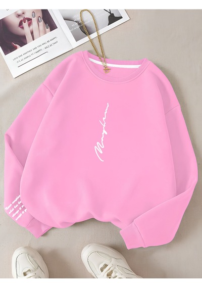 Startmore Pembe Unisex Kadın/erkek Never Renkli Oversize Bisiklet Yaka Pamuklu