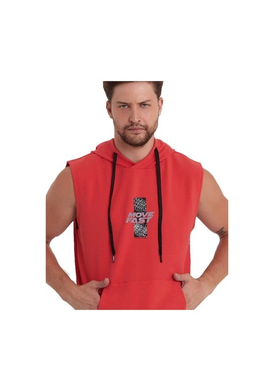Adams Erkek Kapüşonlu Kanguru Cepli Kolsuz Sweatshirt 001