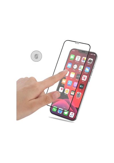 Apple Uyumlu   iPhone 12 6.1 Full Glue Tempered Cam Ekran Koruyucu Full Siyah