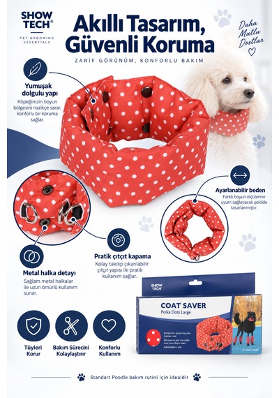 Showtech Köpek Kürk Koruyucu Kıtık Oluşumunu Engelleyeci Yumuşak Tasma Büyük Boy