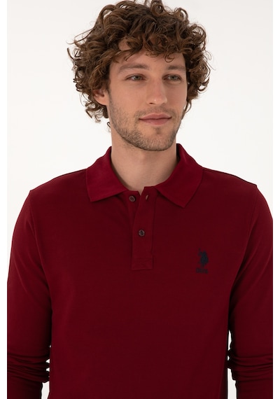 U.S. Polo Assn. Erkek Regular Fit Polo Yaka Bordo Basic Sweatshirt 50307757-VR014