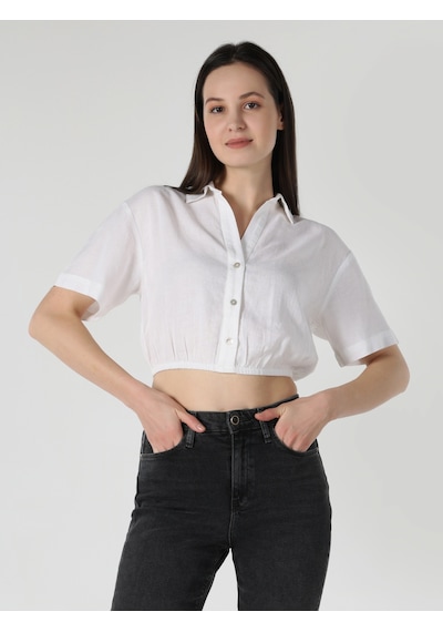Colin's Colins Regular Fit Shirt Neck Beyaz Kadın Kısa Kol Gömlek Cl1063853 Beyaz Colin's Colins Regular Fit Shirt Neck Beyaz Kadın Kısa Kol Gömlek Cl1063853 Beyaz