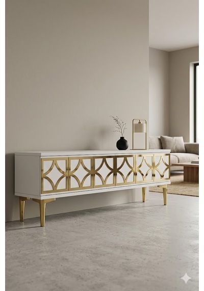 Tsa1237bg Lem Tv Sehpası Beyaz-gold 120cm