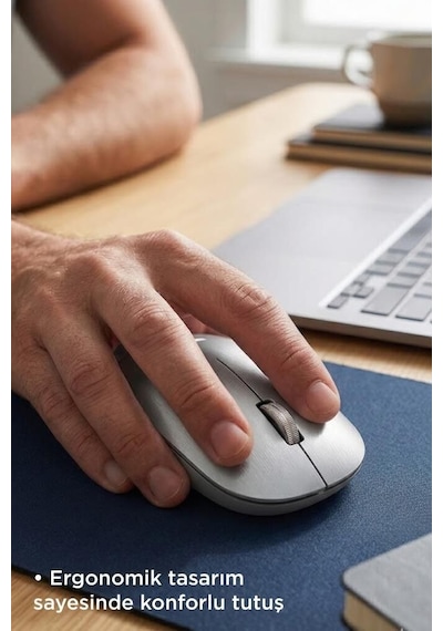Mouse Çift Modlu Sessiz Kablosuz Fare Tm19 Gümüş Teknolojik Ürün Masaüstü Gereç Pratik Cihaz