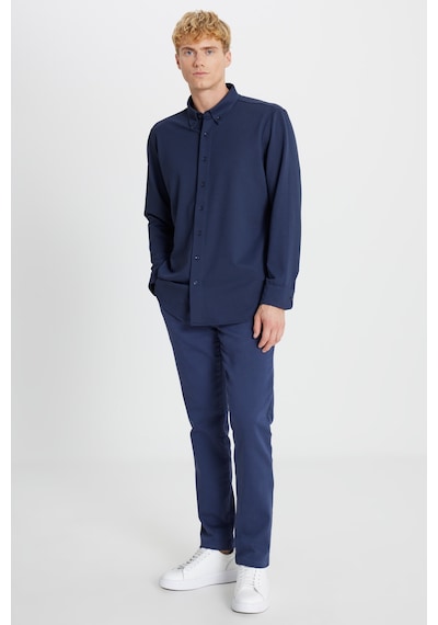 AC&Co / Altınyıldız Classics Erkek Lacı Pamuklu Tailored Slim Fit Dar Kesim Düğmeli Yaka Örme Gömlek Lacı