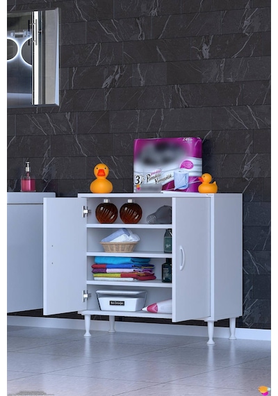 Söke 70 Cm Çok Amaçlı Kapaklı 3 Raflı 4 Bölmeli Şifonyer Dolap Beyaz Söke 70 Cm Çok Amaçlı Kapaklı 3 Raflı 4 Bölmeli Şifonyer Dolap Beyaz