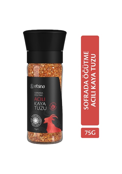 Efsina Acılı Kaya Tuzu 75 g Sofrada Öğütme Değirmenli Gurme Tuz