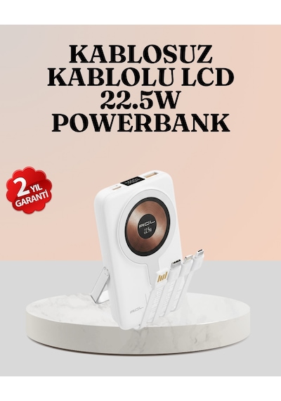 Kablosuz Ve Kablolu Şarj Destekli Taşınabilir Powerbank renkli