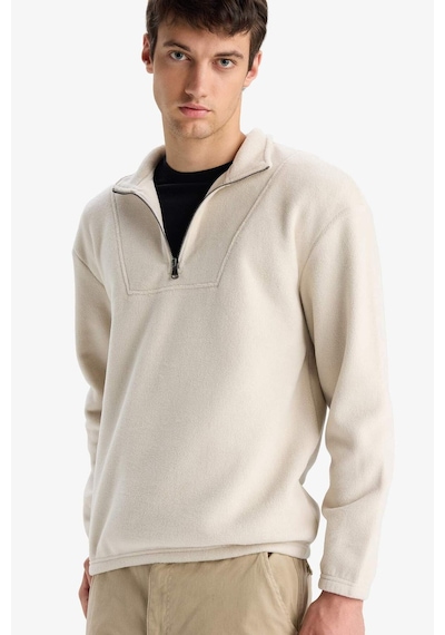 Defacto Boxy Fit Dik Yaka Yarım Fermuarlı Polar Sweatshirt E8632ax25wnbg721 Bej