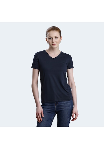Slazenger PERICAS Kadın V Yaka Koyu Gri Tişört