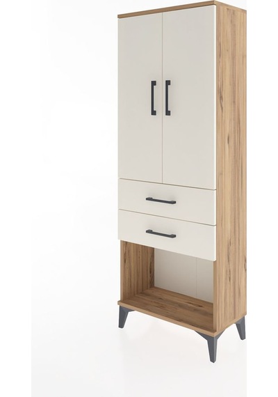 Arges Dolap Tek Raflı 2 Çekmeceli Tek Askılı 60x30x163 Çam-aytaşı Atlas Çam