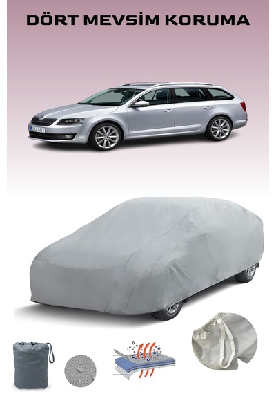 Gri Skoda Octavia 3 Combi Araba Brandası, Oto Örtüsü, Araba Çadırı Gri