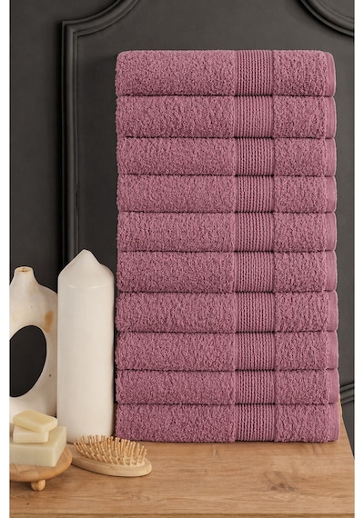 Blanc 10'lu 50x90cm El Yüz & Saç Havlusu Seti Havlu El Havlusu Banyo Havlusu I Çeyiz Havlusu Mürdüm