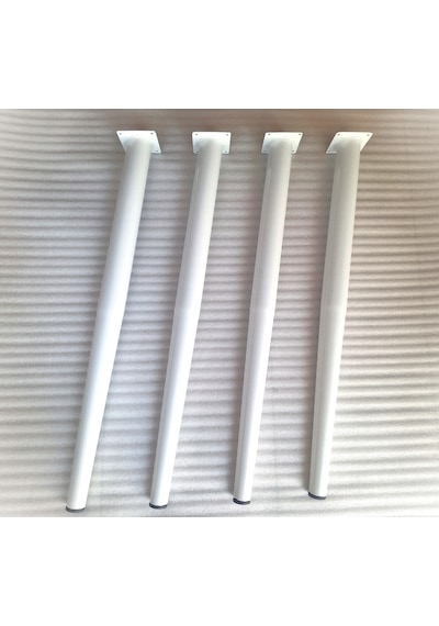 4 Adet-metal Konik Ayak-masa Ayağı-beyaz Renk-73.5cm- Açılı Ayak Boru Çapı 5.1cm