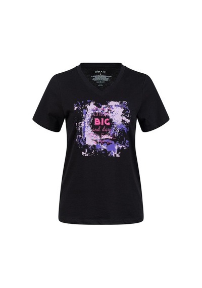 2as Alone Baskılı V Yaka Kadın T-shirt 405 Siyah