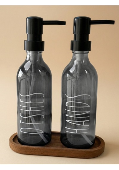 Leelahome Ahşap Standlı Sıvı Sabunluk 330 Ml - Siyah Siyah