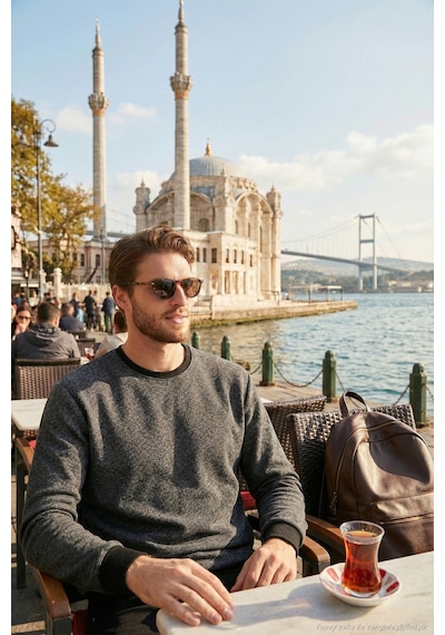 Buratti Slim Fit Bisiklet Yaka Pamuklu Erkek Kazak 456201 Gri