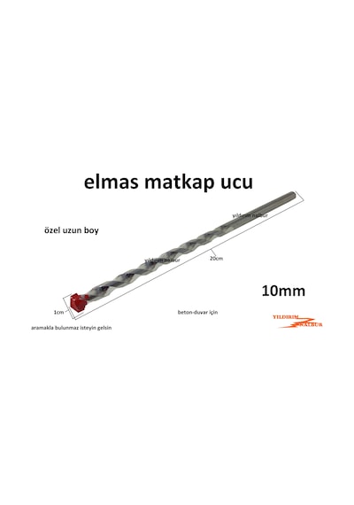 Elmas Matkap Ucu 10mm Beton Duvar Delme 20cm Uzun Boy Duvar Delme