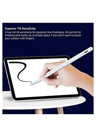 Pixora Universal Tüm Tablet Ve Apple Uyumlu iPad Pro Yükseltilmiş Eğitim Hassasiyetli Dokunmatik Yazı Kalemi Beyaz