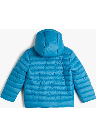 Koton Şişme Mont Kapşonlu Cepli Etiket Detaylı Mavi 4skb20005tw 4SKB20005TW620 Mavi