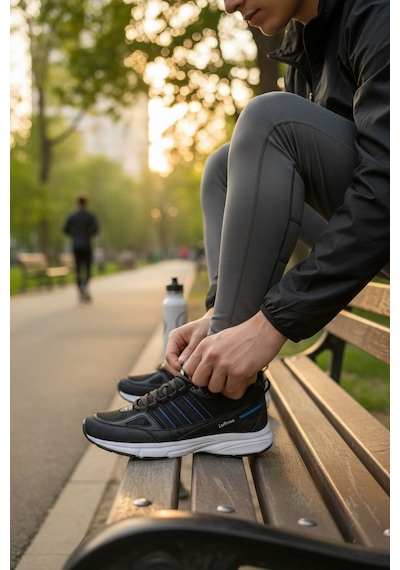 Enoch Ortopedik Yüksek Esnek Tabanlı Erkek Sneaker Siyah - Beyaz