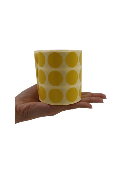 Renkli Kuşe Rulo Çap Etiketi 25mm X 25mm 2500 Adet Yan Yana 3 Lü