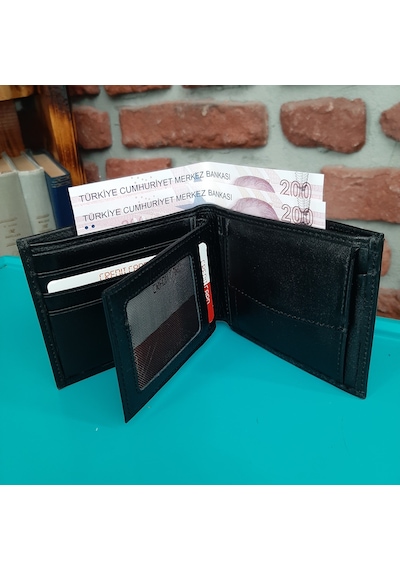 Gvnbag Hakiki Deri Erkek Bozuk Para Gözlü Siyah Cüzdan Gvn-0115 Siyah