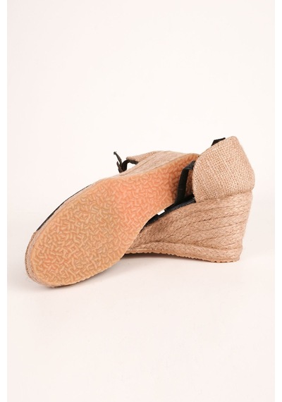 Star Tombis Gerçek Elişi Hasırlı Keten Espadril Dolgu Topuk Handmade Mavi