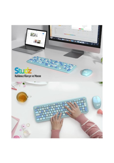 M600 Renkli Tuşlu Kablosuz Türkçe Q Multimedia Klavye + Mouse