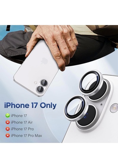 Apple Uyumlu iPhone 17 Kamera Koruyucu Gece Çekim Destekli Premium Safir Lens Koruma Parlak Temperli Cl-12
