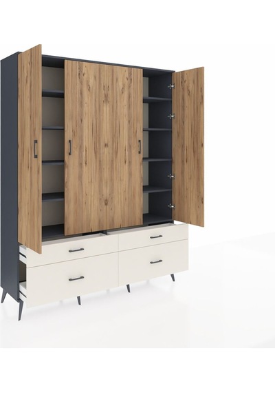 Hyperion Gardrop 10 Raflı 4 Çekmeceli 4 Kapaklı 176x44x221 Antrasit-çam/aytaşı Çam/aytaşı Hyperion Gardrop 10 Raflı 4 Çekmeceli 4 Kapaklı 176x44x221 Antrasit-çam/aytaşı Çam/aytaşı