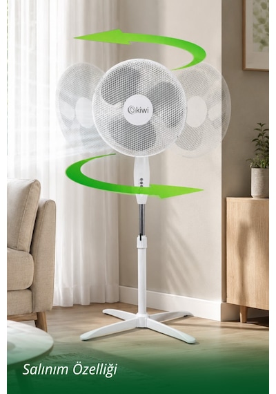 Kiwi Kfan-7417l Standlı Vantilatör 3 Kademe & Salınım & 70 Cm Stabil Taban