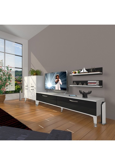 Decoraktiv Eko On Slm Std Silver Tv Ünitesi Tv Sehpası Beyaz - Siyah