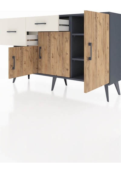 Arges Konsol 3 Raflı 2 Çekmeceli 3 Kapaklı 132x30x83 Antrasit-çam/aytaşı Çam/aytaşı Arges Konsol 3 Raflı 2 Çekmeceli 3 Kapaklı 132x30x83 Antrasit-çam/aytaşı Çam/aytaşı