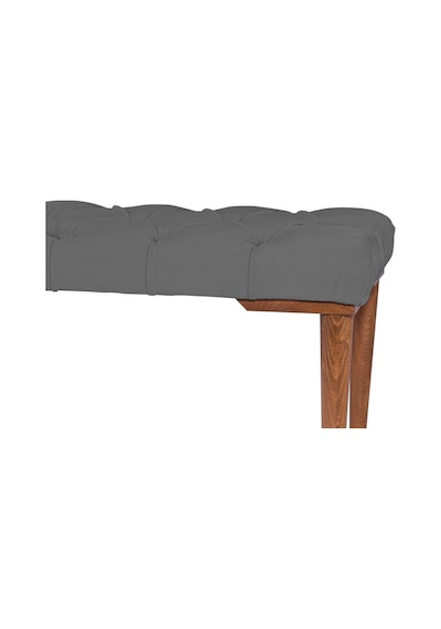 Gazzini Classic Retro Gürgen Ayak Chester Model Kapitoneli Gri Puf Bench - Ceviz Ayak