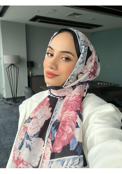 Miorel Scarfs Soft Gül Desen Vual İpek Şal Fular Silk Scarfs Shawl Hijab Pembe
