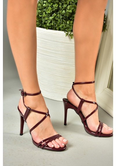 Fox Shoes S997066308 Bordo Rugan İnce Topuklu Kadın Ayakkabı Bordo