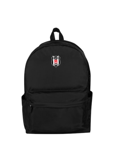Beşiktaş Siyah Okul Sırt Çantası Yanında Ekose Kalemlik Hediyeli Siyah